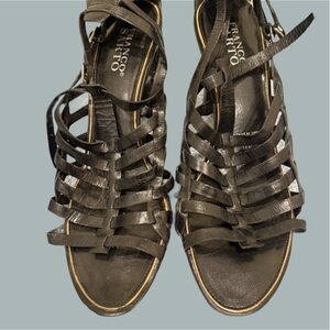 Franco Sarto Delta Leather Strappy black heel sandals